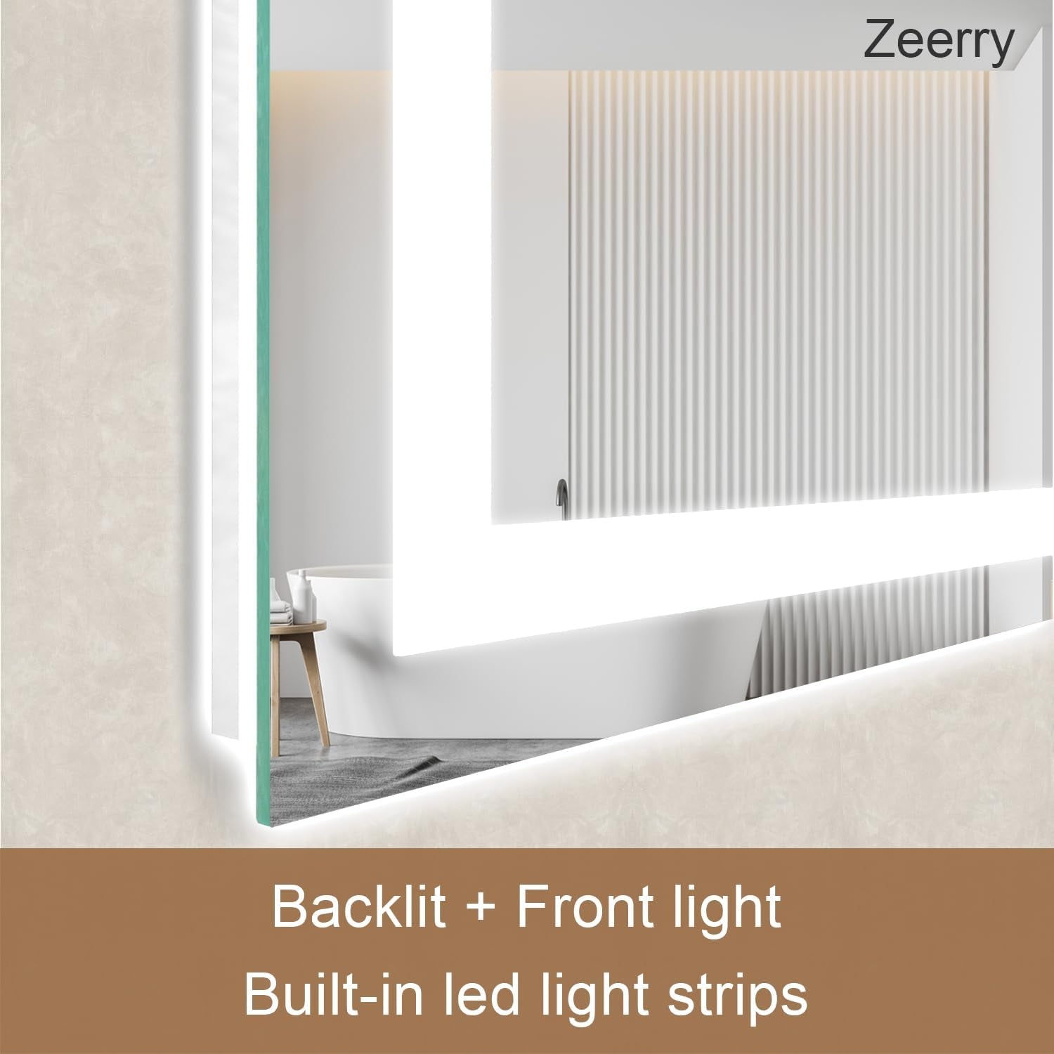 LED Bathroom Mirror 24 X 32 Inch Anti-Fog Bathroom Mirror with Led Illuminated Mirror, Wall Mounted Lighted Vanity Mirrors for Wall with 3 Colors Dimmable, Touch Switch Smart Mirror - ZEXO 