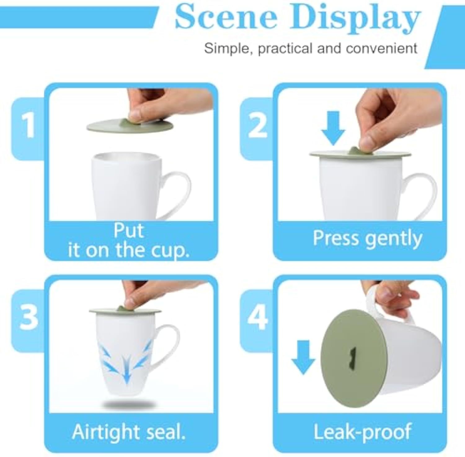 Silicone Lids For Cups, Silicone Cup Covers, Colored Universal Cup Lids, Reusable Mug Cover, Food Grade Dust-proof Airtight Seal Lids For Mugs Tea Cups Coffee Cup-ZEXO 