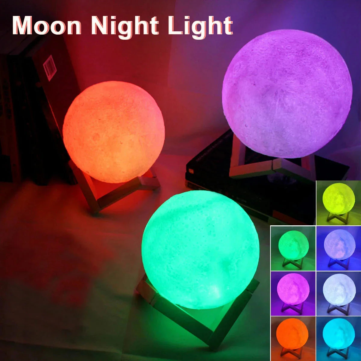 D5 Starry Moon Lamp 8Cm - LED Night Light with Stand, Perfect for Bedroom Decor and Gifts-ZEXO 