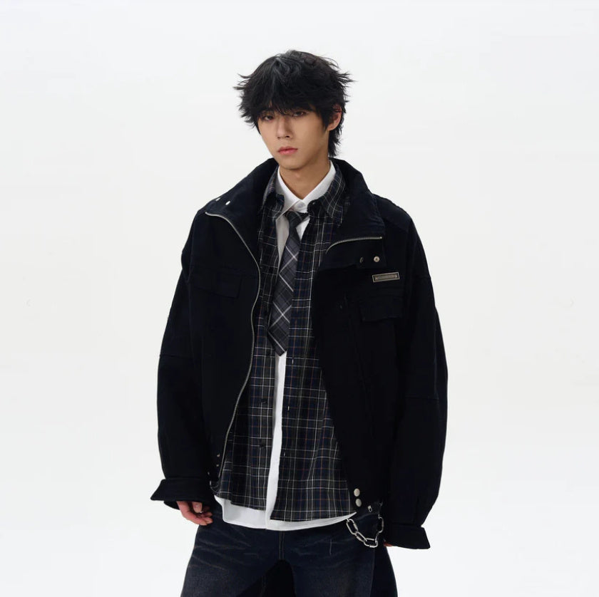 Wear Style Distressed Stand Collar Men's New Street Coat - ZEXO 