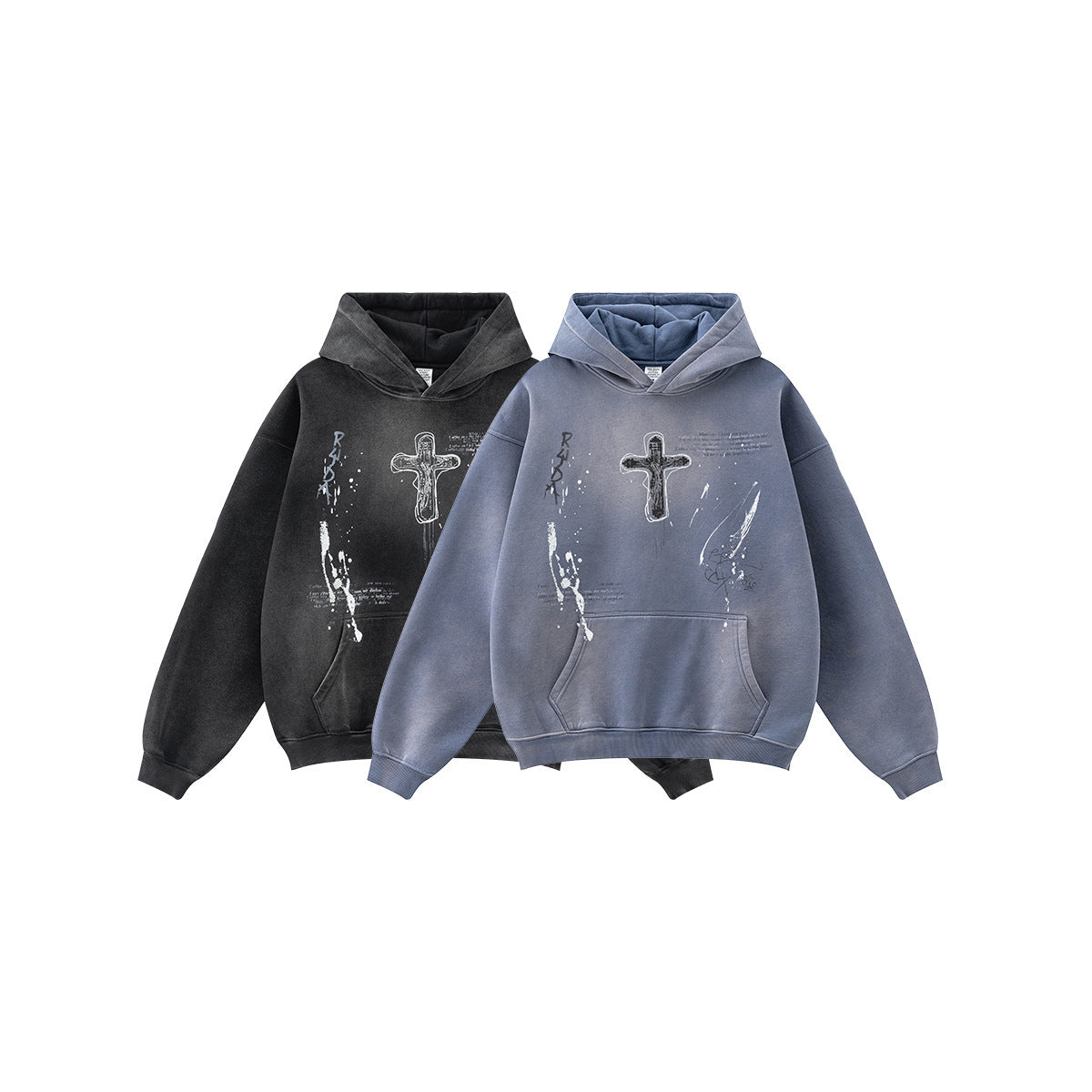 Men's Loose Street Hand-painted Couple Wear Hooded Sweater - ZEXO 