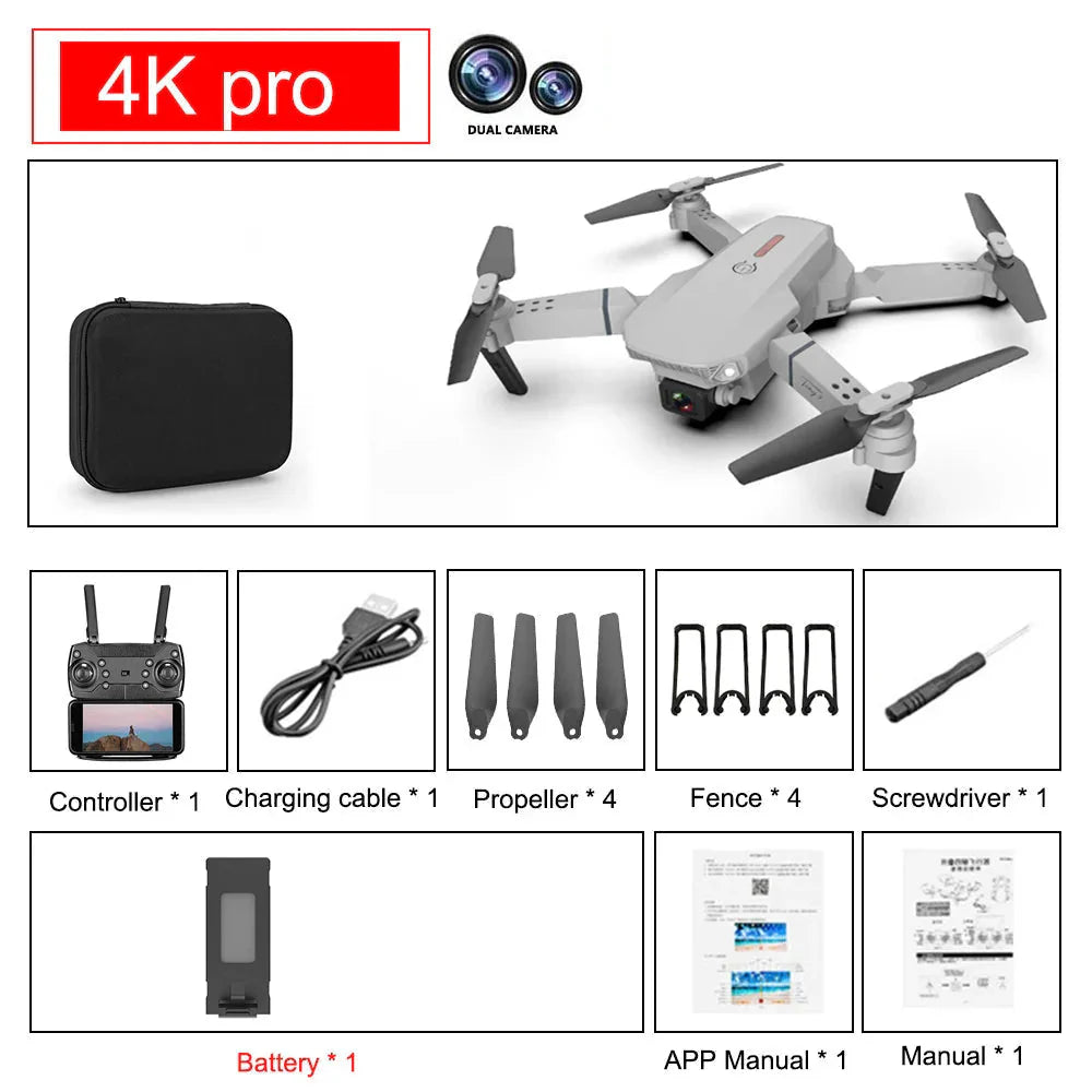 E88 Pro Foldable Quadcopter Drone - WIFI FPV, HD 4K Camera, Altitude Hold-ZEXO 