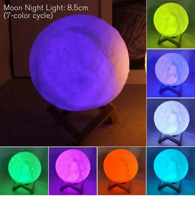D5 Starry Moon Lamp 8Cm - LED Night Light with Stand, Perfect for Bedroom Decor and Gifts-ZEXO 