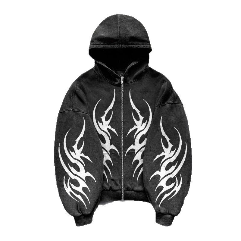 Gothic Punk Graphic Print Oversized Sweatshirt High Street Harajuku - ZEXO 