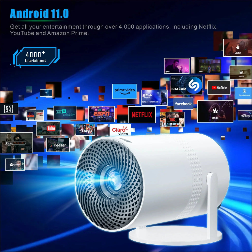Salange P300 Mini Portable Projector - 4K 8K Video Decoding, 720P HD, Android 11, Wi-Fi, BT 5.1-ZEXO 
