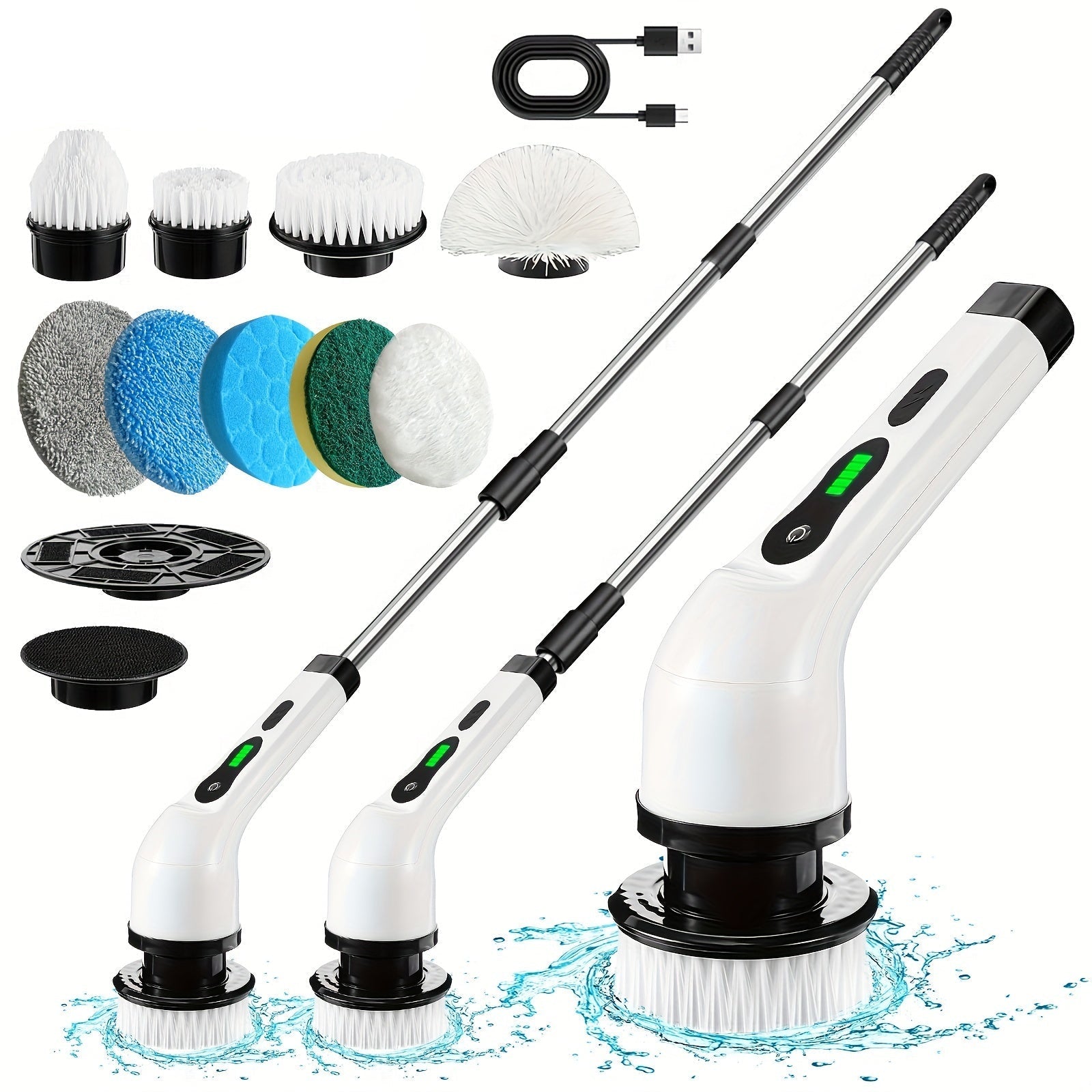 NNETM 8 Brush Heads Cordless Electric Cleaner Handle - ZEXO 