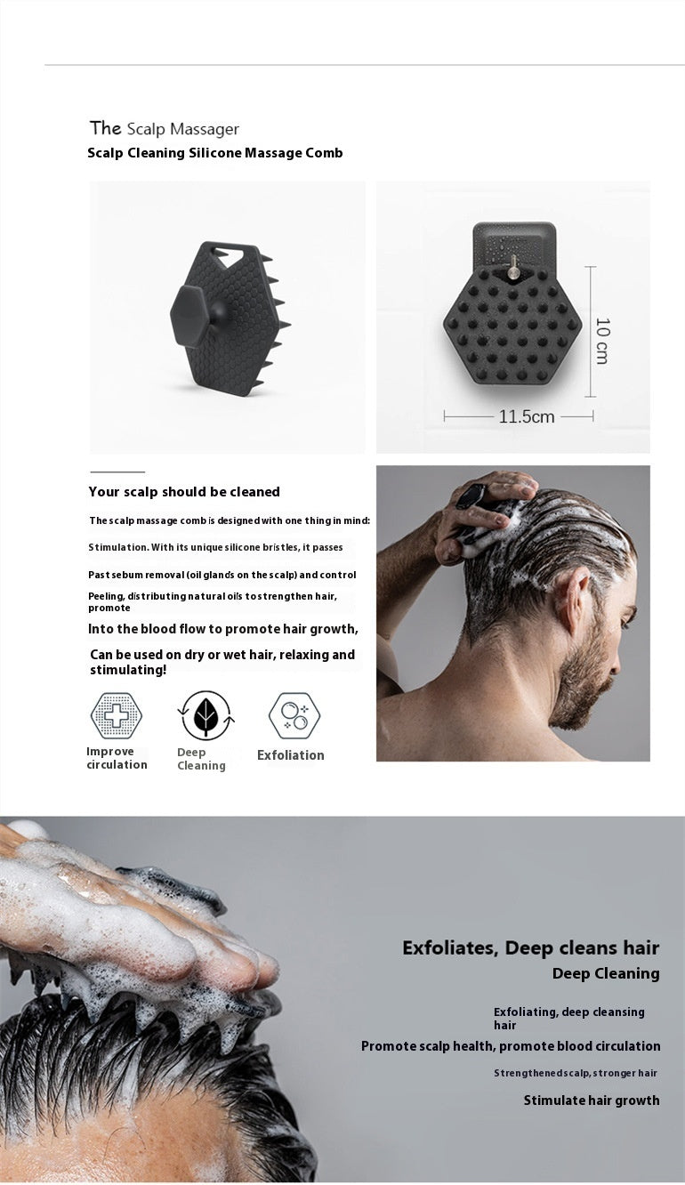 Cleaning And Care Silicone Hair Wash Massage Brush - ZEXO 