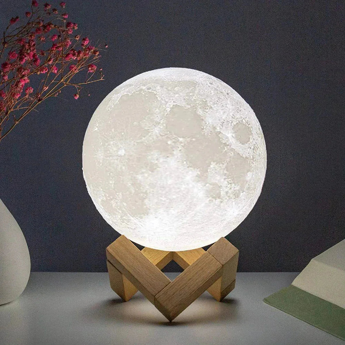 D5 Starry Moon Lamp 8Cm - LED Night Light with Stand, Perfect for Bedroom Decor and Gifts-ZEXO 