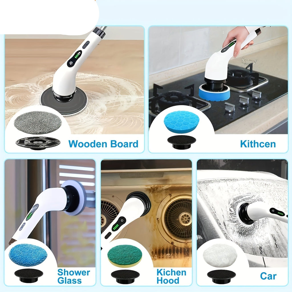 NNETM 8 Brush Heads Cordless Electric Cleaner Handle - ZEXO 