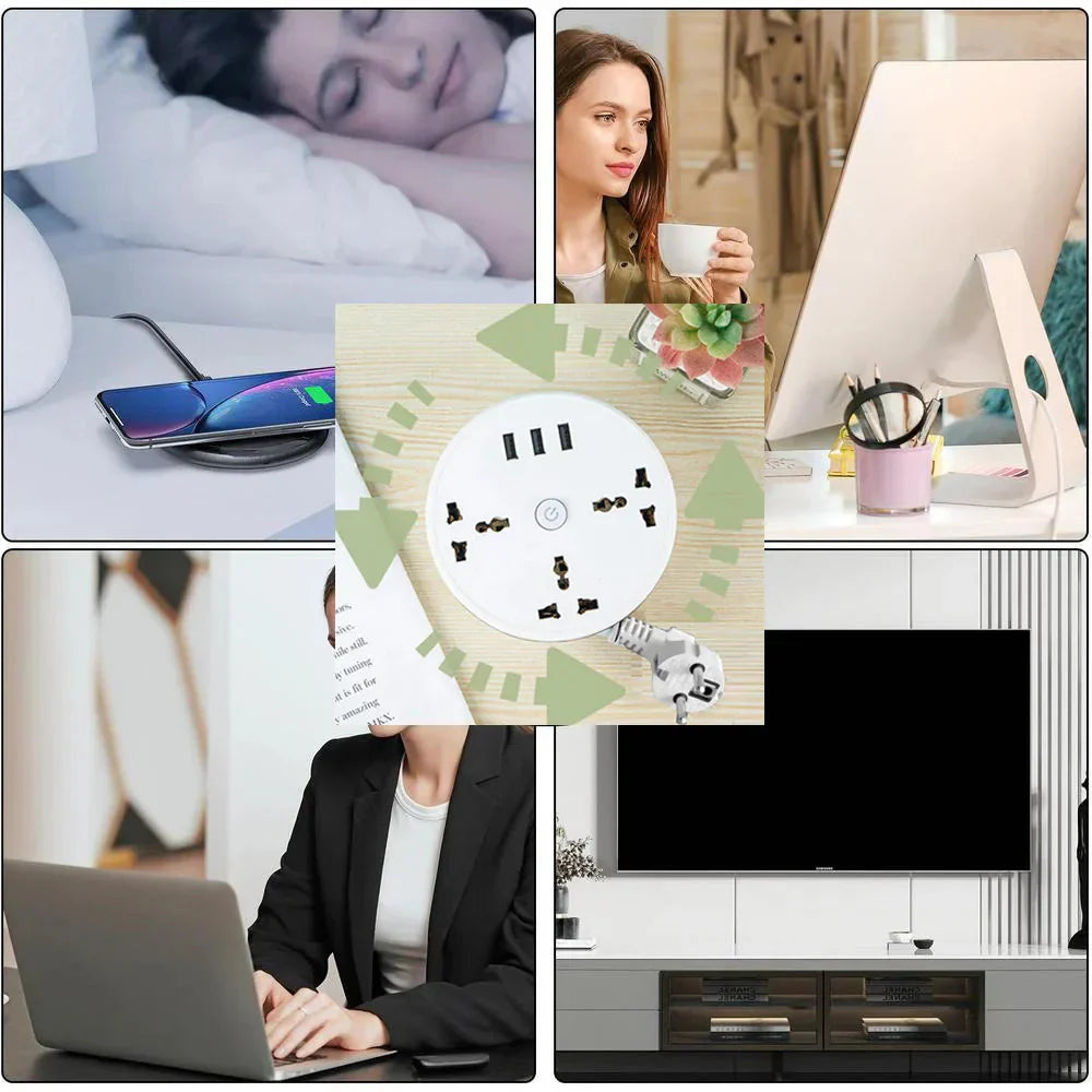 EU Plug AC Outlet Smart Home Power Strip – Multipurpose Electrical Extension Cord with USB Ports & Fast Charging-ZEXO 