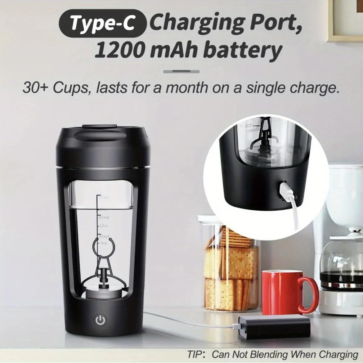 500ML Electric Shaker Bottle USB C Rechargeable Automatic Mixer Black - ZEXO 