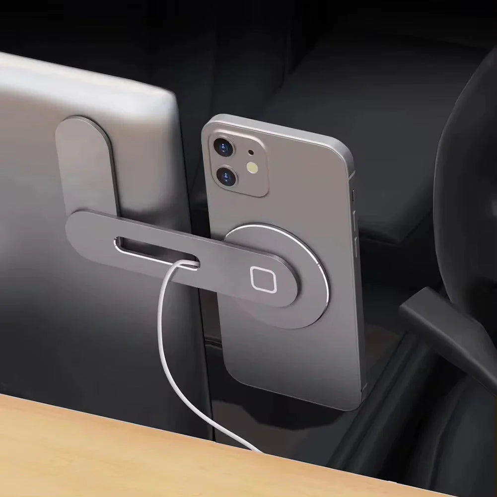 Metal Expansion Phone Stand for Laptop and Tesla Vehicles - Magnetic Folding Phone Holder with 15W Fast Charger-ZEXO 