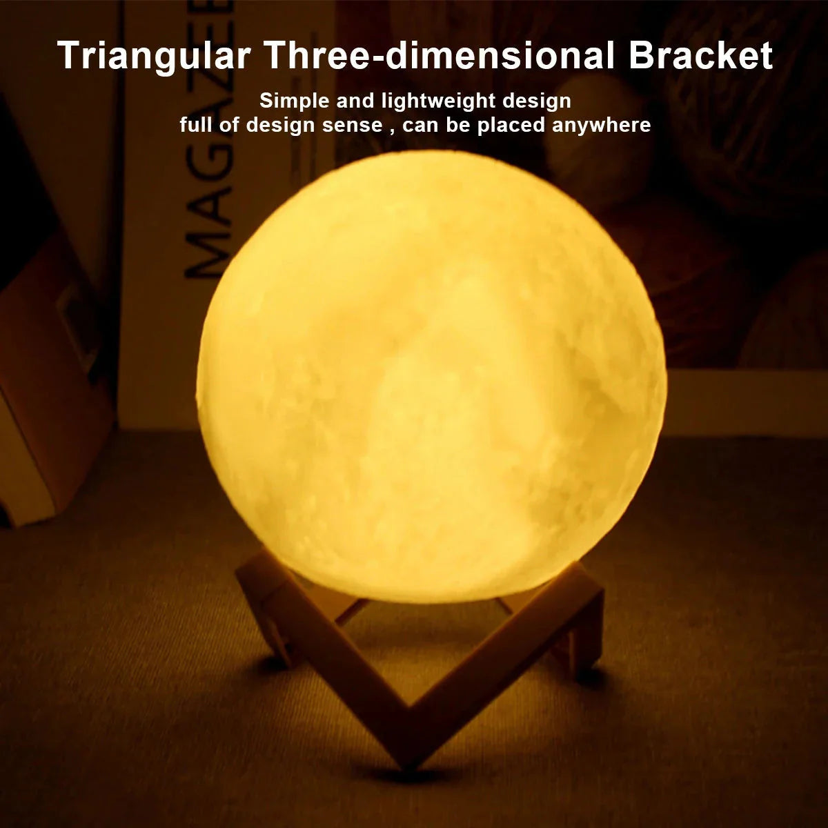 D5 Starry Moon Lamp 8Cm - LED Night Light with Stand, Perfect for Bedroom Decor and Gifts-ZEXO 