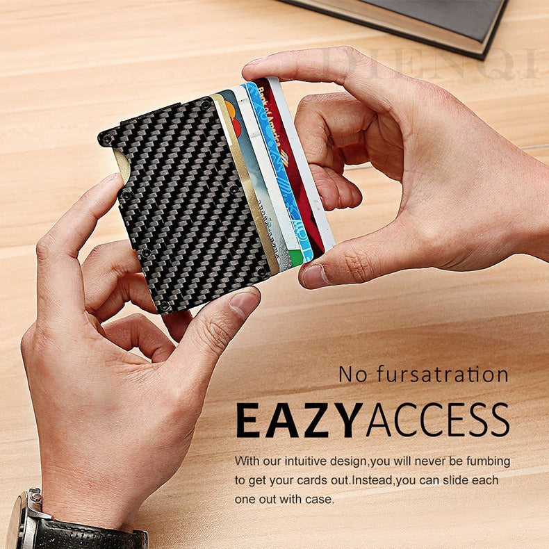 Carbon Fiber Package Wallet Multi-functional Metal Card - Black
