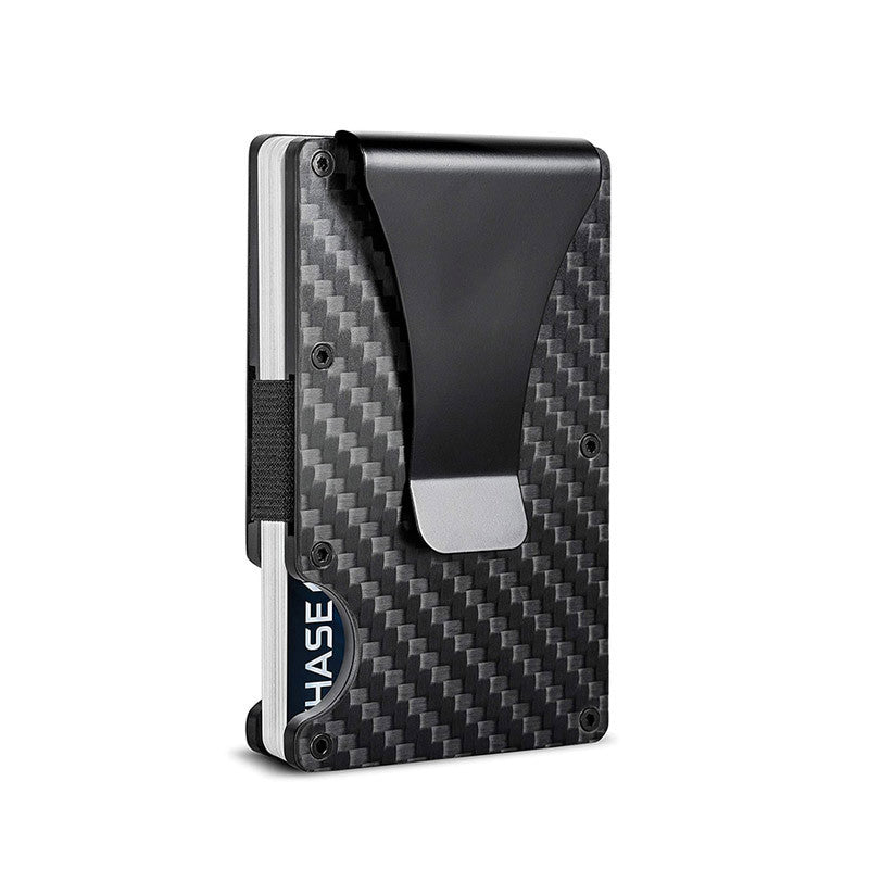 Carbon Fiber Package Wallet Multi-functional Metal Card - Black