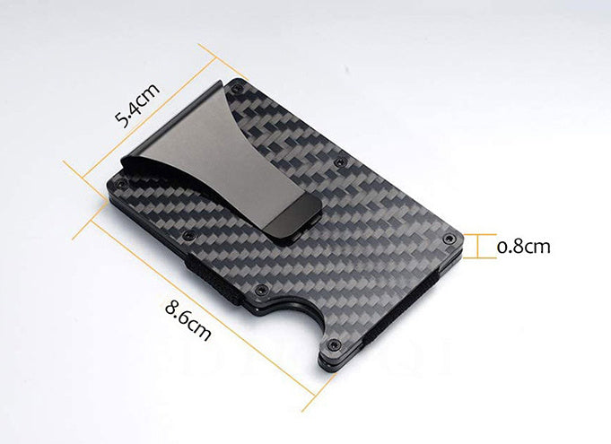 Carbon Fiber Package Wallet Multi-functional Metal Card - Black