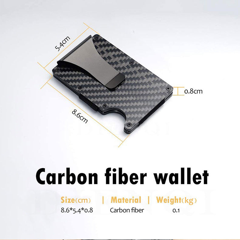 Carbon Fiber Package Wallet Multi-functional Metal Card - Black