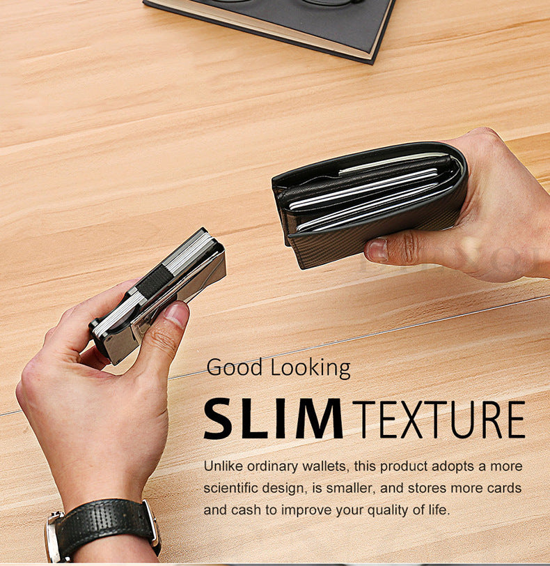 Carbon Fiber Package Wallet Multi-functional Metal Card - Black