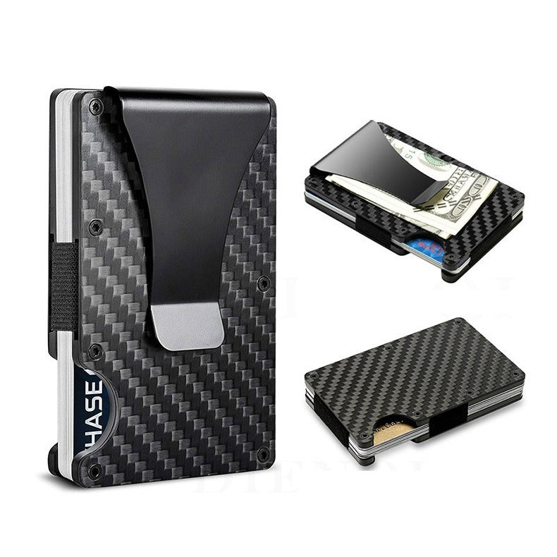 Carbon Fiber Package Wallet Multi-functional Metal Card - Black