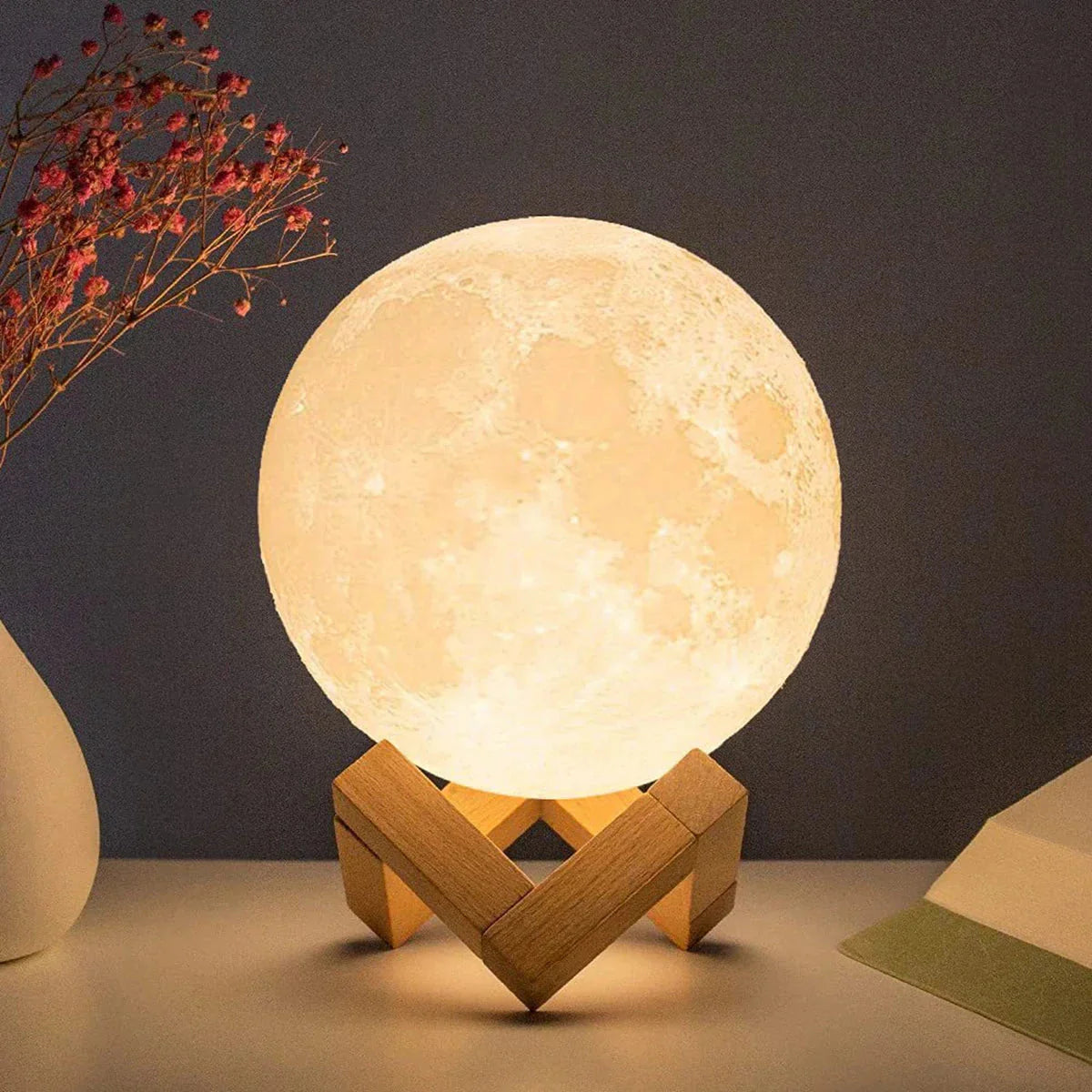 D5 Starry Moon Lamp 8Cm - LED Night Light with Stand, Perfect for Bedroom Decor and Gifts-ZEXO 