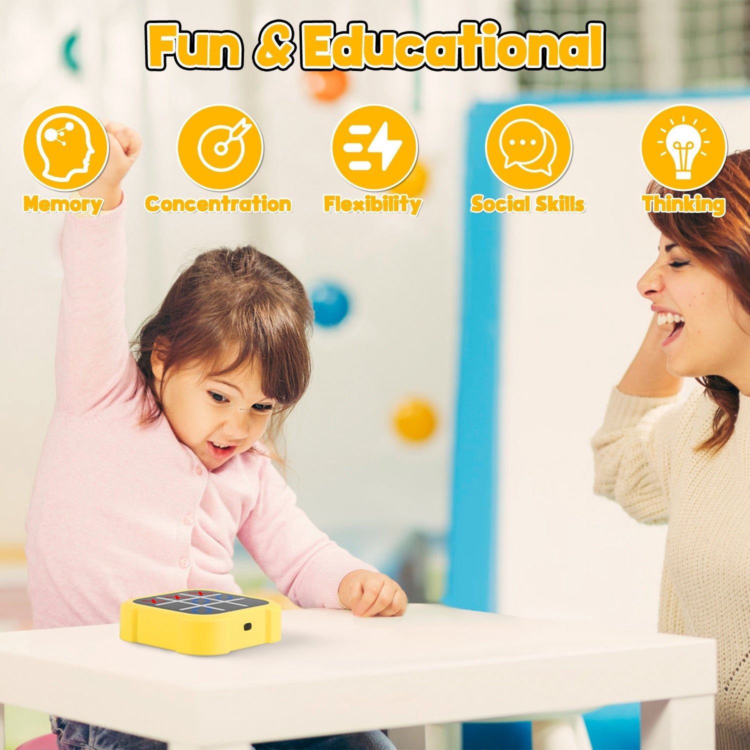 1Pc 3 In 1 Electric Tic Tac Toe Game Memory Flash Whack Mole Game Portable Travel Game Classic Board Games For Adults And Kids Aged Over 3 Years Old - ZEXO 