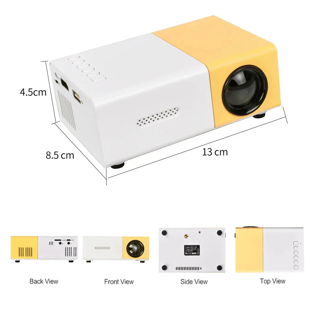 Mini Projector – 1080P Full HD Support, Portable LED Projector, 4K Video Playback, Multiple Connectivity Options-ZEXO 