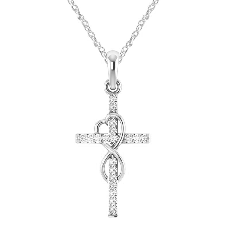 Alloy Pendant With Diamond And Eight-character Cross Necklace - ZEXO 