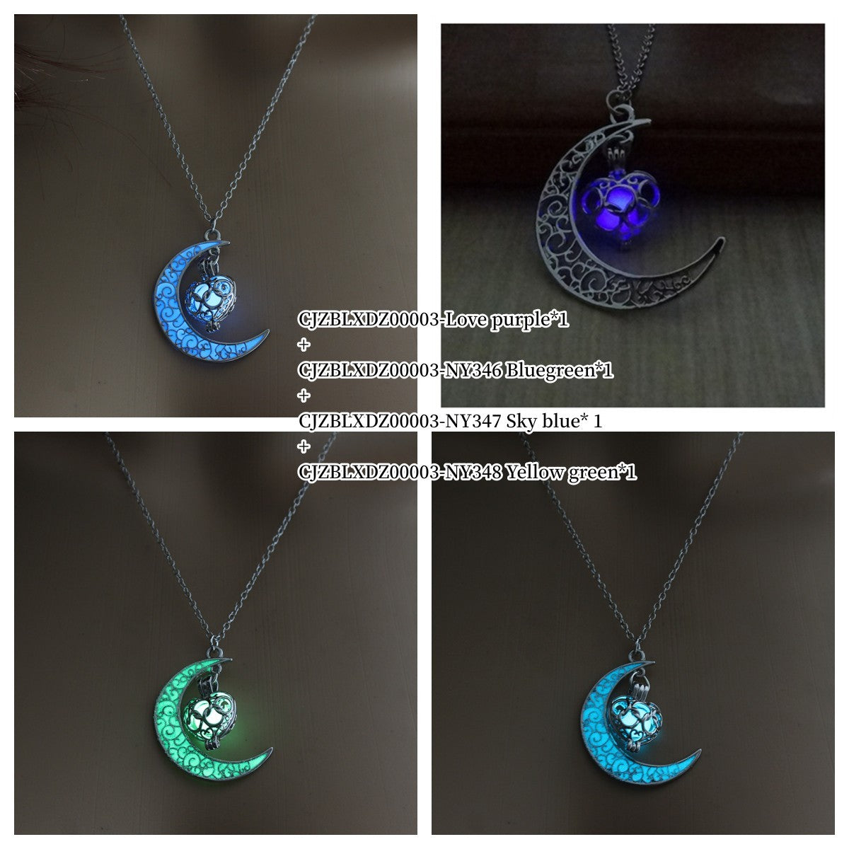 Glowing Pendant Necklaces Silver Plated Chain Necklaces - ZEXO 