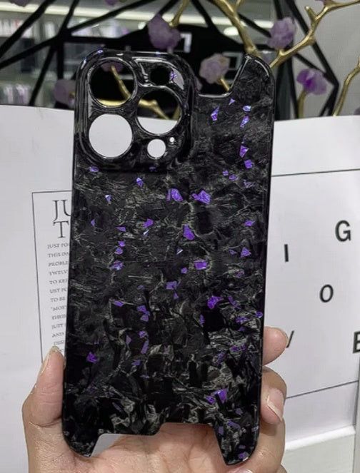 Forged Pattern Carbon Fiber Phone Shell - Purple / IPhone 16 Pro