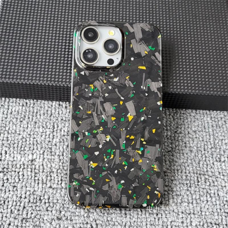 Forged Pattern Carbon Fiber Phone Shell - Yellow green white brightlight / IPhone15Promax